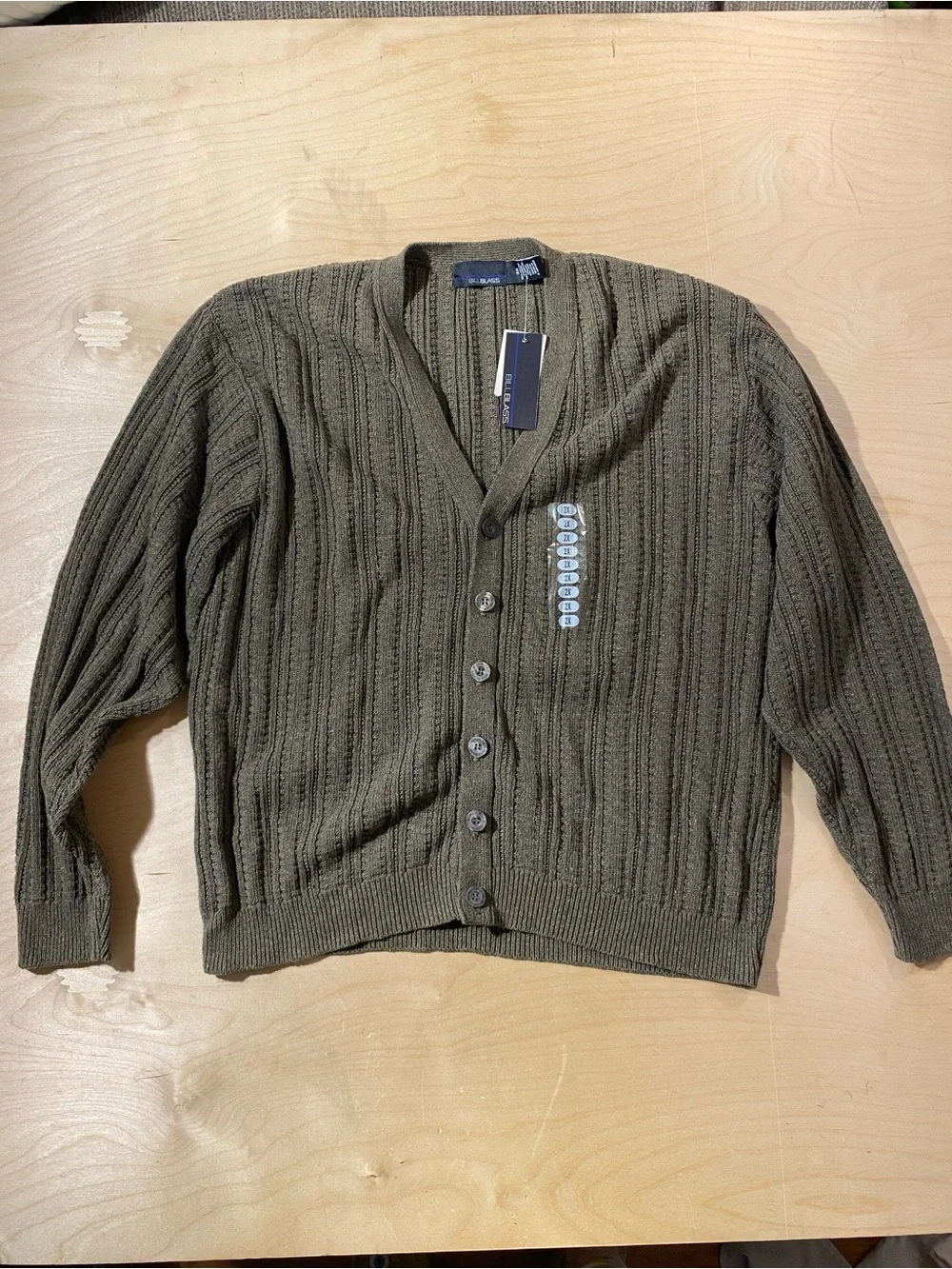bill blass Olive Knit Button-Front Men's Cardigan 2X (SX)